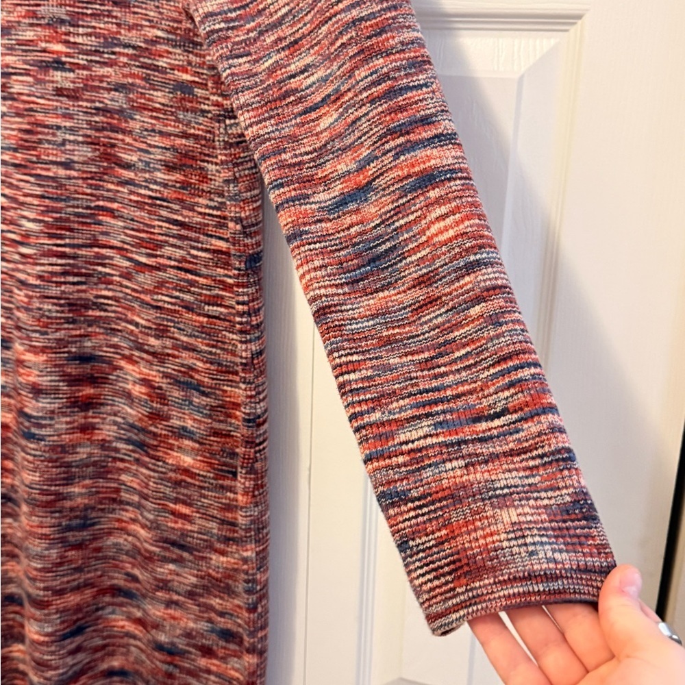 J.Crew Multicolor Space Dye Knit Midi Dress Size L Cotton Blend Long Sleeve - Picture 3 of 7